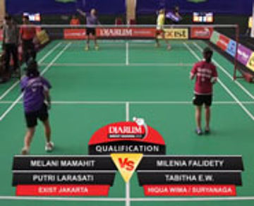 Melani M/Putri L (Exist Jakarta) VS Milenia F/Tabitha EW (Hiquawima Surabaya/Suryanaga Surabaya)