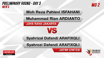 MD2 | MOH REZA PAHLEVI ISFAHANI/MUHAMMAD RIAN ARDIANTO (JAYA RAYA) VS SYAHRIZAL DAFANDI ARAFIXQLI/SYAHROZI DAFANDI ARAFIXQLI (JATIM UNITED)