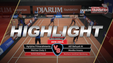 Agripina Primarahmanto Putera/Meirisa Cindy Sahputri (Berkat Abadi Banjar) VS Alif Rafsyah Mauthuthihona/Monika Insany (Mutiara Cardinal Bandung)