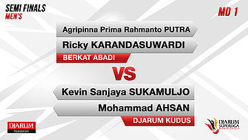 MD1 | AGRIPINNA PRIMA RAHMANTO PUTRA/RICKY KARANDASUWARDI (BERKAT ABADI BANJARMASIN) VS KEVIN SANJAYA SUKAMULJO/MOHAMMAD AHSAN (DJARUM KUDUS)