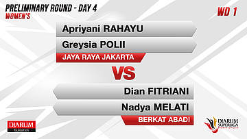 WD1 | APRIYANI RAHAYU/GREYSIA POLII (JAYA RAYA JAKARTA) VS DIAN FITRIANI/NADYA MELATI (BERKAT ABADI BANJARMASIN)