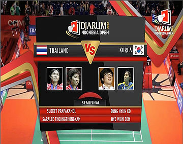 Sudket Prapakamol/Saralee Thoungthongkam (Thailand) VS Sun Hyun Ko/Hye Won Eoh (Korea) Mix Double Semifinal Djarum Indonesia Open Super Series Premier 2012