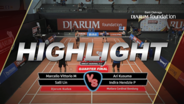Marcello Vittorio Mainaky/Salli Lin (Djarum Kudus) VS Ari Kusuma/Indira Hendzie Pramestya (Mutiara Cardinal Bandung)