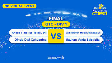 Tiket.com Kejurnas 2018 | Final-GTC DIV 1 | Andre/Dinda VS Alif/Rayhan