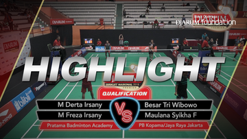 M Derta Irsany R/M Freza Irsany R (Pratama Badminton Academy) VS Besar Tri Wibowo/Maulana Syikha F (PB Kopama/Jaya Raya Jakarta)