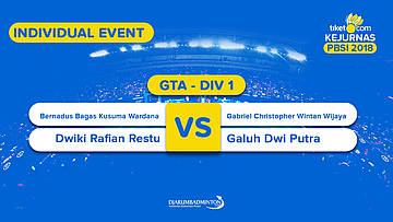 Tiket.com Kejurnas 2018 | GTA DIV 1 | Bernadus/Dwiki VS Gabriel/Galuh