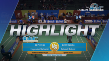 Davin Rutama/Rahmat Hidayat (Djarum Kudus) VS Eq Prayoga/Fulgensius Nathaniel Gunawan (Daihatsu Candra Wijaya)