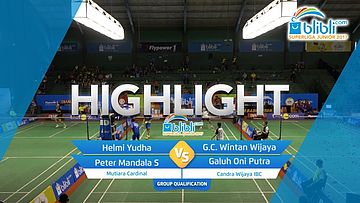 Helmi Yudha Arrafi/Peter Mandala S (Mutiara Cardinal) VS G C Wintan W/Galuh Oni Putra (Candra Wijaya IBC)