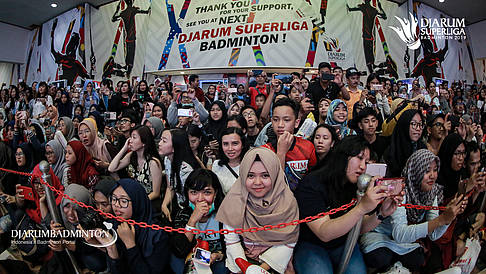 Suasana Meet and Greet Shesar Hiren RHUSTAVITO (DJARUM KUDUS), Akbar Bintang CAHYONO (DJARUM KUDUS) dan Berry ANGRIAWAN (DJARUM KUDUS)