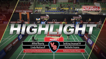 Althof Baariq/Linda Mutiara P (Mutiara Cardinal Bandung/Sendawar BC) VS Swiking Imanuel Wuisan/Nathalie Ivyana (Daihatsu Candra Wijaya)