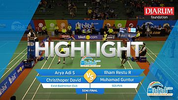 Arya Adi Saputra/Christhoper David Wijaya (Exist Badminton Club) VS Ilham Restu Raharja/Muhamad Guntur (SGS PLN)