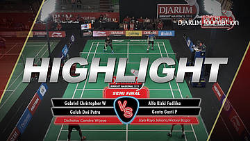 Gabriel Christopher Wintan Wijaya/Galuh Dwi Putra (Daihatsu Candra Wijaya) VS Alfa Rizki Fadlika/Genta Gusti Pidriansyah (Jaya Raya Jakarta/Victory Bogor)