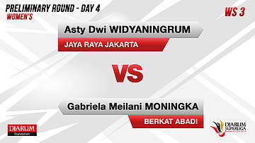 WS3 | ASTY DWI WIDYANINGRUM (JAYA RAYA JAKARTA) VS GABRIELA MEILANI MONINGKA (BERKAT ABADI BANJARMASIN)