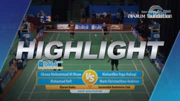 Ghana Muhammad Al Ilham/Mohamad Rafi (Djarum Kudus) VS Mahardika Yoga Rahagi/Mark Christantheo Andreas (Sarwendah Badminton Club)