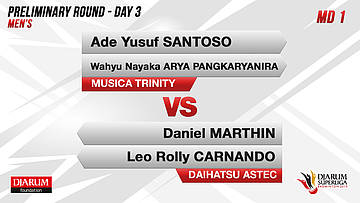 MD1 | ADE YUSU SANTOSO/WAHYU NAYAKA ARYA PANGKARYANIRA (MUSICA TRINITY) VS DANIEL MARTHIN/LEO ROLLY CARNANDO (DAIHATSU ASTEC)