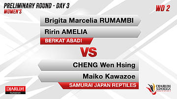 WD2 | BRIGITA MARCELIA RUMAMBI/RIRIN AMELIA (BERKAT ABADI BANJARMASIN) VS CHENG WEN HSING/MAIKO KAWAZOE (SAMURAI JAPAN REPTILES)