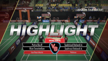 Putra Eka Rhoma/Rian Swastedian (Jaya Raya Jakarta) VS Syahrizal Dafandi Arafixoli/Syahrozi Dafandi Arafixoli (Pelatnas)
