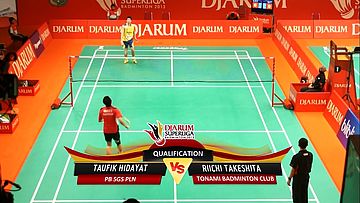 Taufik Hidayat (PB SGS PLN) VS RiichiI Takeshita (TONAMI BADMINTON CLUB) DJARUM SUPERLIGA 2013
